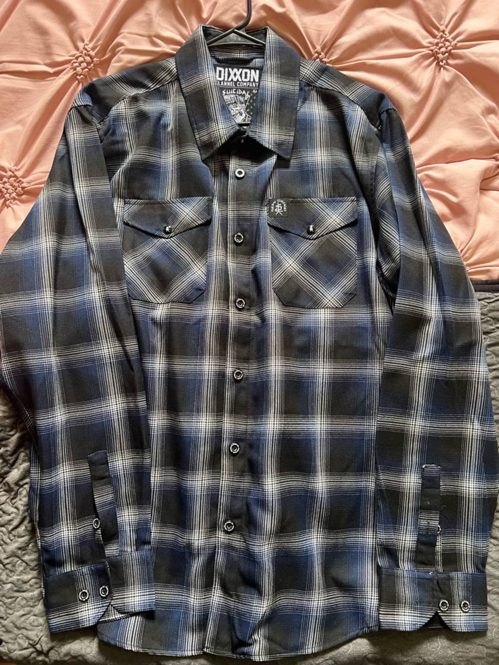 DIXXON Flannel XL Black and Blue Plaid Button-Down Shirt